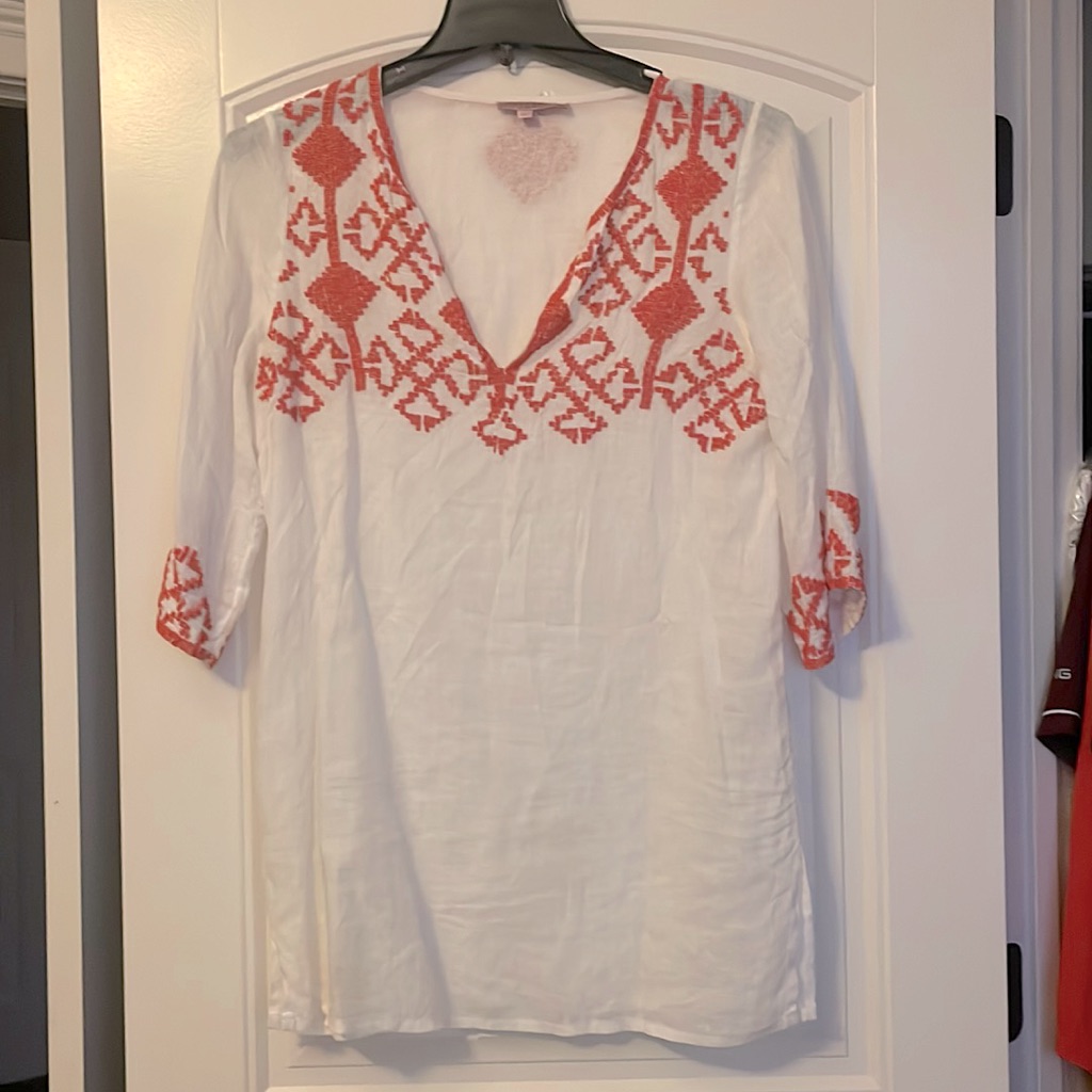 100% Linen Beaded Cover Up By Calypso